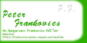 peter frankovics business card